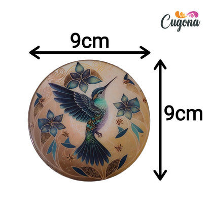 CUGONA® Wooden Coaster Set of 6 with Holder - Round, Glossy Epoxy Resin Finish, Tabletop Protection for Home, Office, and Gifting