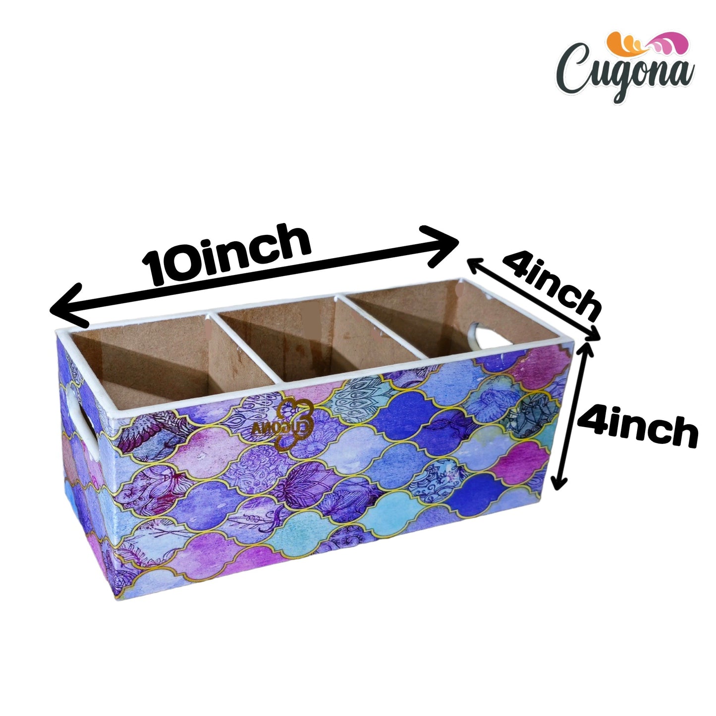 CUGONA Wooden Cutlery Holder - 3 Section,  Engineered Wood with Epoxy Resin Coating, multipurpose stand