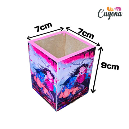 Wooden Pen Stand with Glossy Epoxy Finish – Multipurpose  7x7x9 cm"