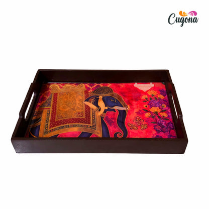 CUGONA® Wooden Serving Tray with Epoxy Resin Coating - 12x8 Inch Rectangular Tray, Glossy Finish, Lightweight & Multipurpose for Serving, Organizing, and Home Decor