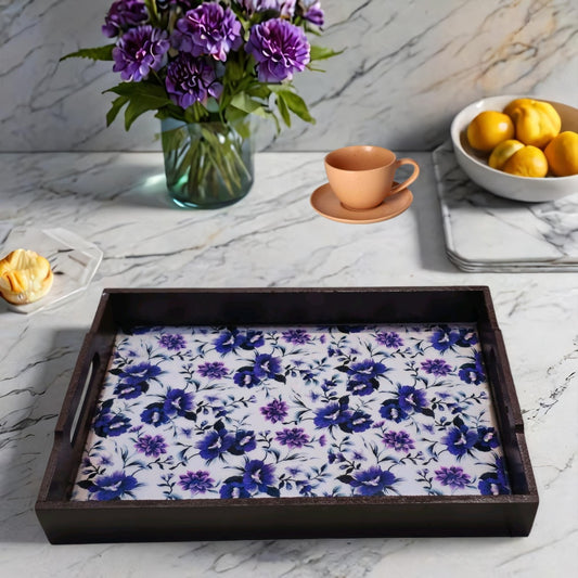 CUGONA® Wooden Serving Tray with Epoxy Resin Coating - 12x8 Inch RectangularTray, Glossy Finish, Lightweight & Multipurpose for Serving, Organizing, and Home Decor