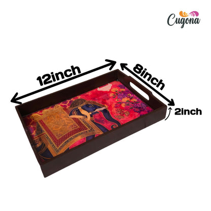 CUGONA® Wooden Serving Tray with Epoxy Resin Coating - 12x8 Inch Rectangular Tray, Glossy Finish, Lightweight & Multipurpose for Serving, Organizing, and Home Decor