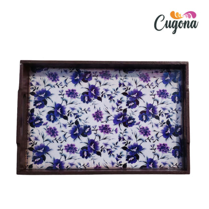 CUGONA® Wooden Serving Tray with Epoxy Resin Coating - 12x8 Inch RectangularTray, Glossy Finish, Lightweight & Multipurpose for Serving, Organizing, and Home Decor