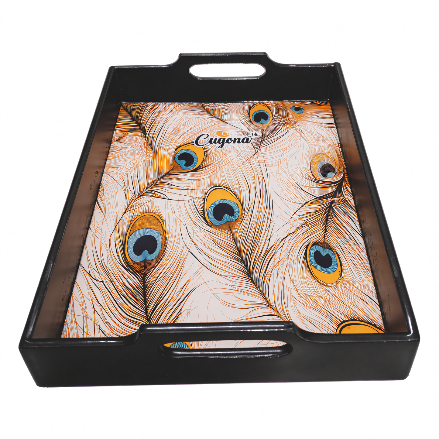 Wooden Serving Tray with Epoxy Resin Coating - 14x10 inch