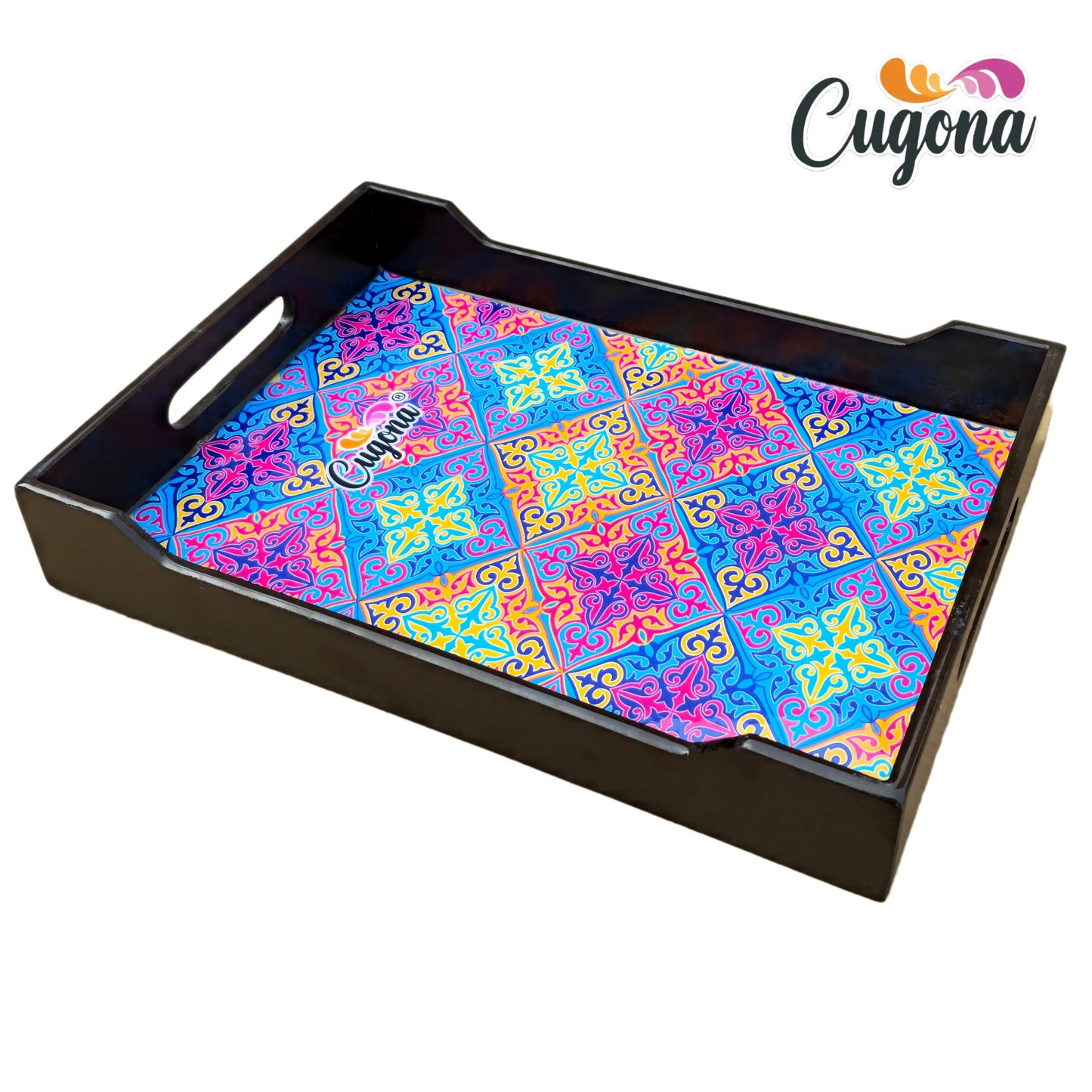 Wooden Serving Tray with Epoxy Resin Coating - 14x10 inch