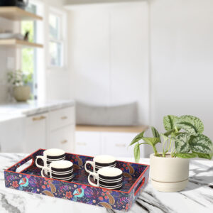 CUGONA® Glossy Epoxy Resin Coated Rectangular Wooden Serving Tray - Multipurpose Use for Dining, Beverages, and Home Decor"