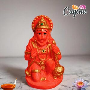 Hanuman Idol 4 Inch - Blessing with Gada Sitting - Lord Balaji Hanuman Statue for Home Decor and Car Dashboard"