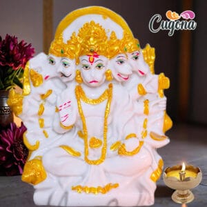 Panchmukhi hanuman idol 6 Inch with Gada - Symbol of Strength and Protection - Ideal for Home and Office Decor"